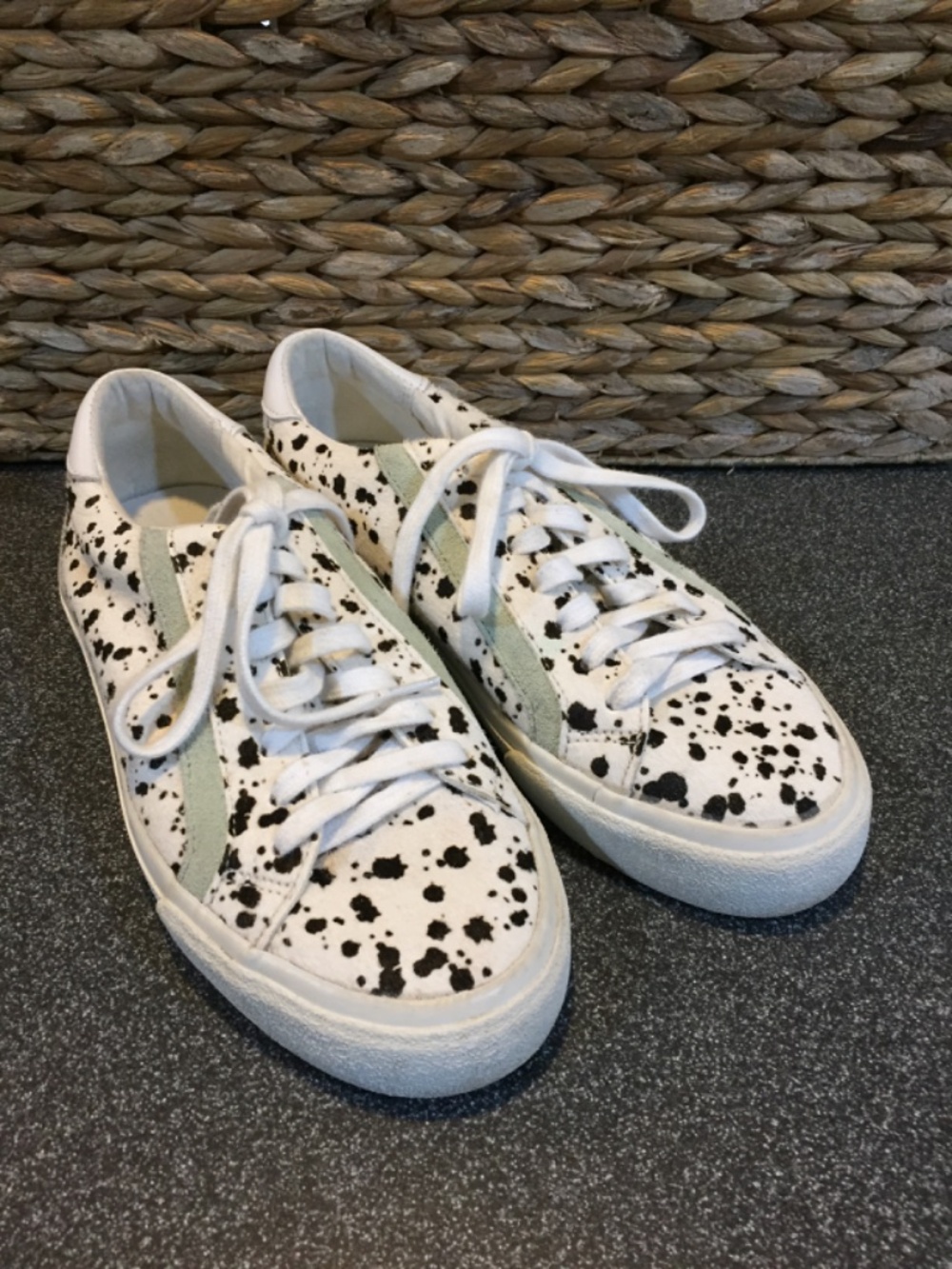 Madewell White Calf Hair Spot Dot Sidewalk Lo-Top Sneakers